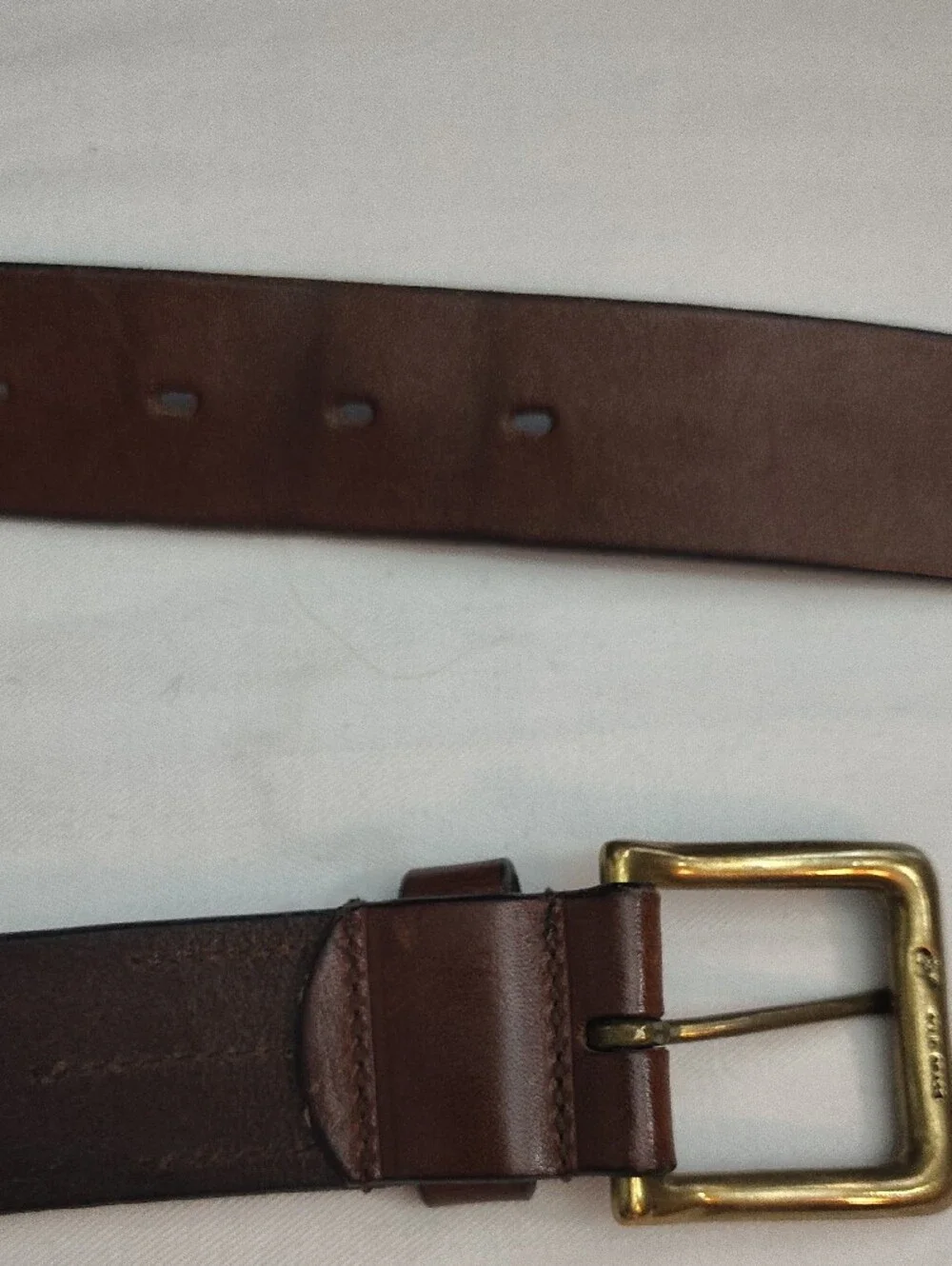 Timberland Brown Leather Belt with Brass Buckle